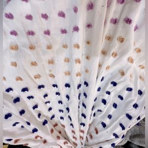 lou & grey wrap dress, shirt sleeve, pom-poms